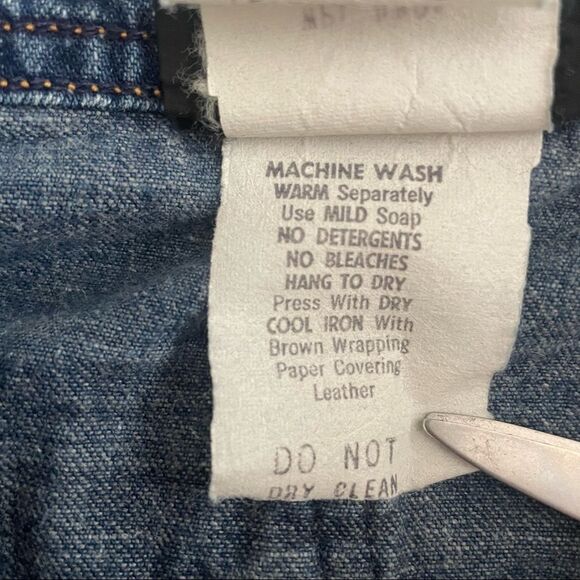 VINTAGE What’s In A Name Leather Pony Patch Pocket Jeans - Picture 9 of 11